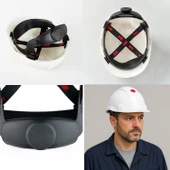 Beyaz Ayarlanabilir Havalandırmalı Baret İş Güvenliği Şapka İnşaat Kaskı Koruyucu Başlık thumbnail 3