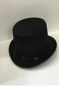 İkinci Kalite Yetişkin Siyah Ringmaster Fötr Şapka 15 cm - 4