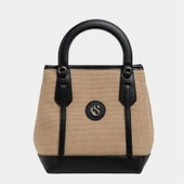 Classy Mini Keten Kadın Çanta Siyah thumbnail 5