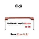 Ilıca Roze Gold Renk Metal Kulp 160 mm Mobilya Çekmece Mutfak Dolabı Dolap Kulpları Kulbu Kulpu thumbnail 2