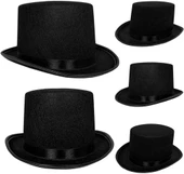 İkinci Kalite Yetişkin Siyah Ringmaster Fötr Şapka 15 cm - 1