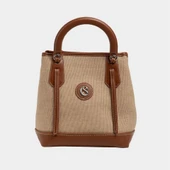 Classy Mini Keten Kadın Çanta Taba thumbnail 4