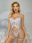Dantel Transparan Dantel Badysuit 4'lü Takım 2027 - 1