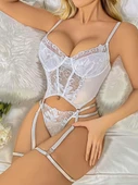 Dantel Transparan Dantel Badysuit 4'lü Takım 2027 - 2