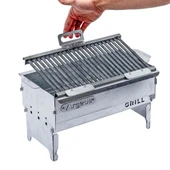 Katlanabilir Ayaklı Portatif Mangal - Paslanmaz - Argeus - Orta - Taşıma Çantalı - 5