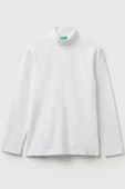 United Colors of Benetton Erkek Çocuk 3DKEC202O-25K Uzun Kol Boğazlı Tshirt Beyaz thumbnail 1