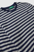 United Colors of Benetton Erkek Çocuk 3FNLC10QB-25K  Uzun Kol Çizgili Tshirt Gri thumbnail 3