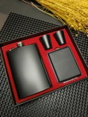 Siyah Paslanmaz Çelik 2 Shot Bardak Ve Sigara Tabakalı Matara Seti - 1