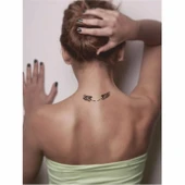 Yavru Kartal Kanatları Çizgisel Tattoo Geçici Dövme Şablonları Kına Kalıpları thumbnail 2