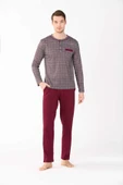 Erkek Pijama Takımı Bordo S Beden - 1