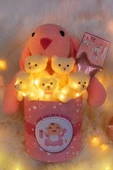 Hoşgeldin Bebek Temalı, Uyku Arkadaşı Tavşan ile  LED Işıklı Yumoş Peluş Ayıcık Buketi, Yenidoğan-Babyshower ÖZEL thumbnail 10