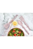 3lü Mini Plastik Spatula Kaşık Çatal Servis Seti Takımı Krem - 2