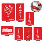 Çiçekli Kubbe 5'li Set Geçici Dövme Kına Şablonu thumbnail 1