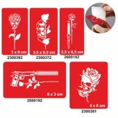 Gizemli Desenler Kuru Kafa Gül Geçici Dövme Şablonu Seti - 1