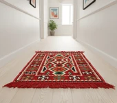 Etnik Motifli Otantik Dekoratif Kilim Desenli Halı (60cmx90cm) M4 - 5
