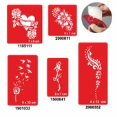 Gül Ve Kalp Modelleri 5'li Set Geçici Dövme Kına Şablonu thumbnail 1