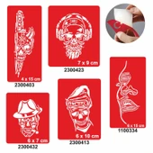 Korkusuz kuru kafa Modeller Dövme Şablonu Kına Deseni - 1