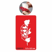 Gizemli Ölüm Kuru Kafa Gül Tattoo Geçici Dövme Şablonları Kına Kalıpları thumbnail 1