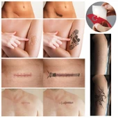 Yara Faça İzi Kapatma Dövme Şablonu Seti Kalp Fermuar thumbnail 2