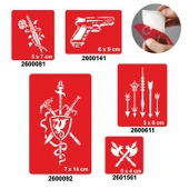 Savaş Aletleri 5'li Set Geçici Dövme Kına Şablonu thumbnail 1