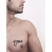Beretta 2 Tabanca  Tattoo Geçici Dövme Şablonları Kına Kalıpları - 2