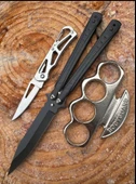 AlsepeteAvm Black Kare Desenli Mini Çakı Punch Hediyeli Kelebek Seti - 1