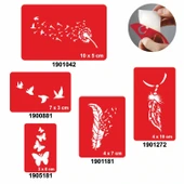 Kuşlar Ve Tüyler 5'li Set Geçici Dövme Kına Şablonu thumbnail 1