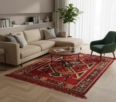 Etnik Motifli Otantik Dekoratif Kilim Desenli Halı (80cmx125cm) M4 - 1