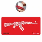 Desenli Silah Keleş  Tattoo Geçici Dövme Şablonları Kına Kalıpları - 1