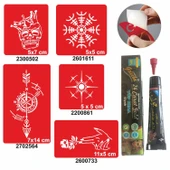 Pusula Gül Desenleri Hint Kınası ile Geçici Dövme Yapma Seti thumbnail 1