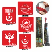 Türkçülük Sembolleri  Hint Kınası ile Geçici Dövme Yapma Seti - 1
