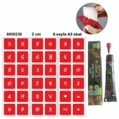 Kare Gotik Harfler Hint Kınası ile Geçici Dövme Yapma Seti thumbnail 1