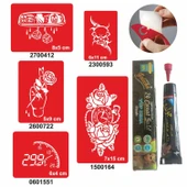 İbre Hız Desenleri Hint Kınası ile Geçici Dövme Yapma Seti thumbnail 1