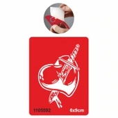 Hançerli Kalp Tattoo Geçici Dövme Şablonları Kına Kalıpları - 1