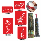 Kalp ve Yıldız Desenleri Hint Kınası ile Geçici Dövme Yapma Seti thumbnail 1