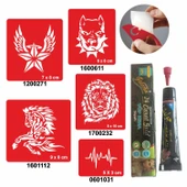 Vahşi Hayvan Desenleri Hint Kınası ile Geçici Dövme Yapma Seti thumbnail 1