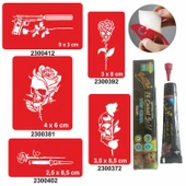 Kurukafa Gül Desenleri Hint Kınası ile Geçici Dövme Yapma Seti thumbnail 1