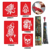 Vahşi Alev Desenleri Hint Kınası ile Geçici Dövme Yapma Seti thumbnail 1