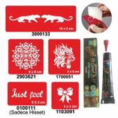 Kaplan Mandala Desenleri Hint Kınası ile Geçici Dövme Yapma Seti - 1