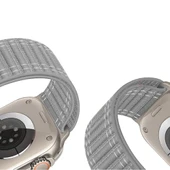 Apple Watch Uyumlu 44 45 46mm Utra 49mm Fabric Spor Yumuşak Kumaş Kordon Seri 2 3 4 5 6 Se 7 8 9 10  Gri thumbnail 3