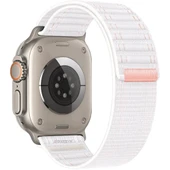 Apple Watch Uyumlu 44 45 46mm Utra 49mm Fabric Spor Yumuşak Kumaş Kordon Seri 2 3 4 5 6 Se 7 8 9 10  Beyaz thumbnail 2