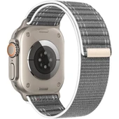 Apple Watch Uyumlu 44 45 46mm Utra 49mm Fabric Spor Yumuşak Kumaş Kordon Seri 2 3 4 5 6 Se 7 8 9 10  Gri thumbnail 2