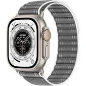 Apple Watch Uyumlu 44 45 46mm Utra 49mm Fabric Spor Yumuşak Kumaş Kordon Seri 2 3 4 5 6 Se 7 8 9 10  Gri thumbnail 1