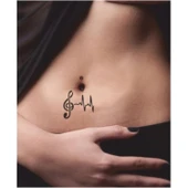 Müziğin Kalp Ritmi Tattoo Geçici Dövme Şablonları Kına Kalıpları thumbnail 2
