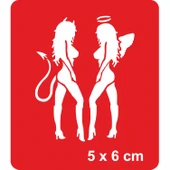 Şeytan ve Melek Kızlar Tattoo Geçici Dövme Şablonları Kına Kalıpları - 1