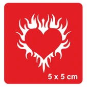 Alevli Kalp Tattoo Geçici Dövme Şablonları Kına Kalıpları thumbnail 1