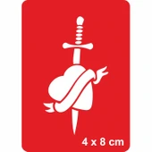 Hançer Kalp Tattoo Geçici Dövme Şablonları Kına Kalıpları thumbnail 1