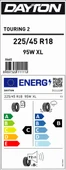 Dayton 225/45R18 95W Xl Tourıng 2 C-B-72 Yaz Oto Lastiği (Üretim Yılı: 2025) - 2