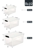 İronika 3'lü Saklama Kabı Yatay Dikdörtgen Kilitli Kapaklı Çok Amaçlı Oyuncak Saklama Kutusu 15-20-30 Litre - 7