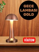 Gece Lambası Şarjlı Dokunmatik Retro Masa Lambası Gold - Masa Lambası thumbnail 2